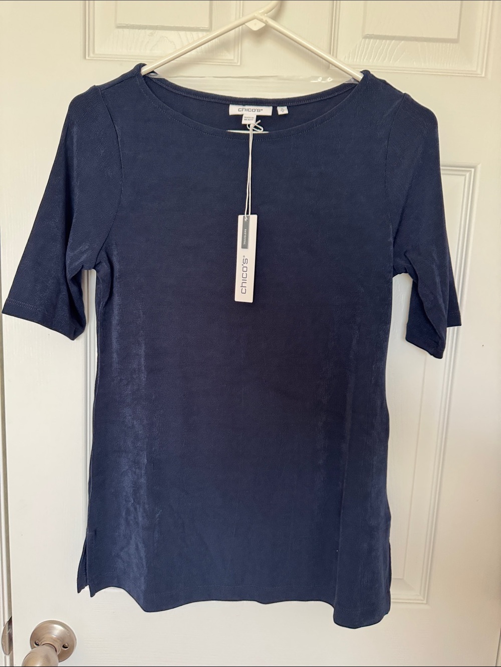 Chico's Navy Short Sleeve Knit Tee